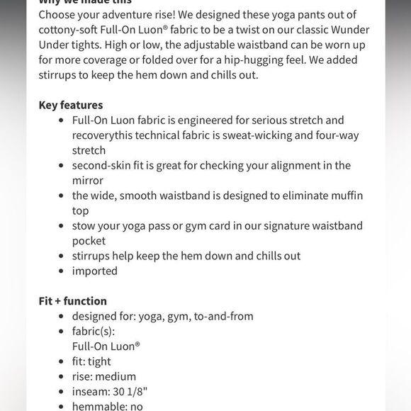 Lululemon Wunder Under Pant *Stirrup in Dramatic Static White Black / Black - Picture 6 of 16